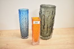 A large Whitefriars glass Willow textured bark vase, h24cm, sold together with a Whitefriars