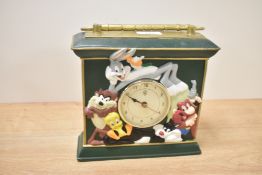 A Warner Bros. Looney Tunes figural mantle clock having impressed mark to reverse 'TM & C' 96WB MADE
