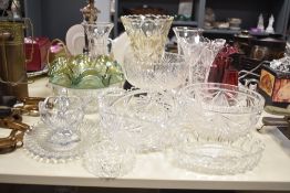 A quantity of crystal glass vases and bowls