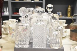 5 cut crystal decanters, largest h29cm