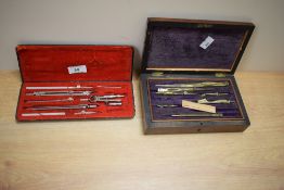 A late 19th / early 20th century draughtsman's set fitted within a mahogany case, w21cm, sold