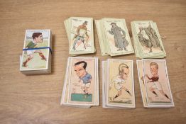 A collection of John Player & Sons cigarette cards featuring a caricature of W.E. Crawford,