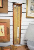 A Fitzroy storm style barometer contained within a mahogany case, h90cm