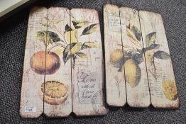 Two shabby chic style kitchen wall plaques.