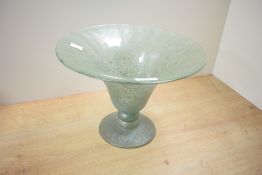 A mid century glass vase in the manner of Davidson, having trumpet stem on a bulbous bead body,