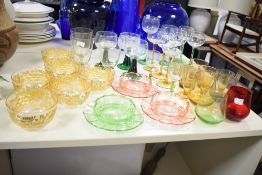 A quantity of glass ware, to include Beehive stem wine glasses, cordial cocktail glasses and