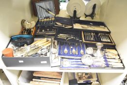 A quantity of silver plated dinner ware, to include a couple of hallmarked silver pieces