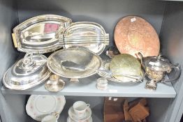 A quantity of silver plated dinner ware, to include lidded tureen, forks and plates ect