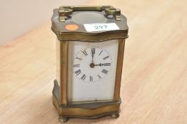 An early 20th century French brass carriage clock, h13cm