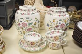 A group of six Minton bone china 'Haddon Hall' pattern items to include two ginger jars etc.