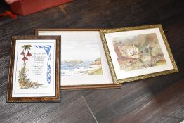 A landscape watercolour signed and dated bottom right, 43.5cm x 34cm sold together with 2 other