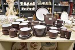 A Hornsea brown ceramic dinner service, to include tea pot, cups and saucers