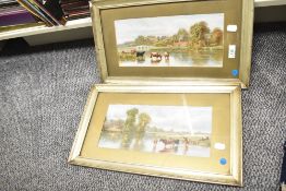 A. Reynalds (British), oil on cardboard, depicting green landscape and stream, signed bottom left,