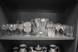 A quantity of cut crystal glass, to include tumblers and wine glasses