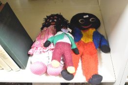 A Kate Finn Golly girl doll, h41cm, sold together with a Golly soft toy by Diane Jones and a 1940'