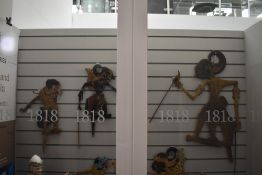 Three Indonesian handcrafted Wayang or puppets, largest h70cm *wayang puppets have been a part of