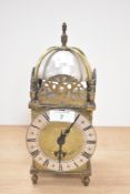 A French brass lantern clock, h25cm