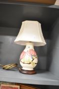 A Moorcroft pottery 'Pink Magnolia' table lamp, h39