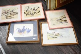 A group of eight miscellaneous prints/pictures to include a Fisherman's Hut scene etc.