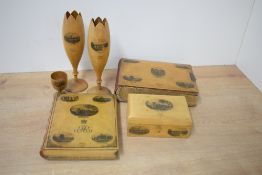 Scottish Victorian Curios. Mauchline Ware by A. & R. Robb of Coldstream. A selection of items: an