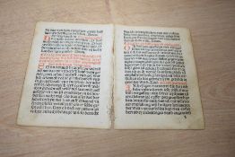 Post-Incunabula. Four printed leaves, measuring 17.5cm x 12cm approx. Germanic text. Date unknown.