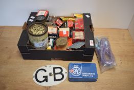 A box of various car bulbs and autojumble