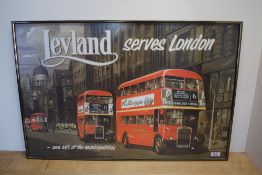 A framed Leyland advertising poster