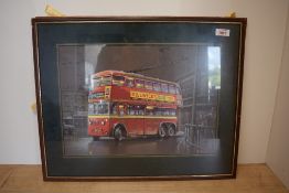 Two framed London Bus prints after P Insole