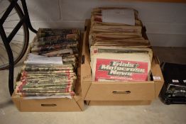 Three boxes of mid to late 20th Century Trials and Motor Cross News magazines