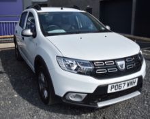 A Dacia Sandero Stepway Ambiance DCI 1.5l diesel car. PO67WNH with V5 and two keys, MOT 19th April