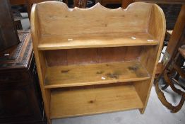 A rustic pine low bookshelf , width approx. 78cm