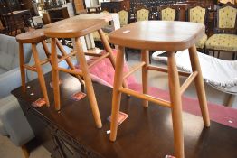 Three traditional beech stools