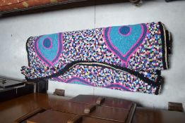 A large modern colourful proddy or peg rug, 150cm approximately
