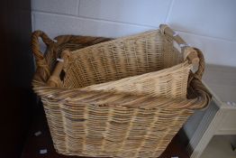 Three baskets assorted sizes and functions, largest being approx width 67cm