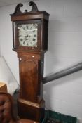 A 19th Century mahogany long case clock having eight day movement having painted Roman numeral