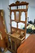 An attractive re-claimed pine Edwardian style hallstand, of traditional design 199cm x 66cm