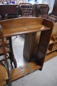 An early to mid 20th Century mahogany open book shelf, width approx. 61cm