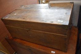 A traditional stained frame tool chest having reinforced corners, width approx. 77cm