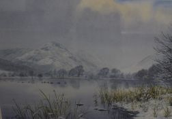 After Jill Aldersley (British 1943 - 2007) 'Grasmere' a scene looking over the lake in winter