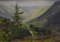 *Local Interest* Jill M Aldersley (British 1943 - 2007) Watercolour , 'Mists Over Mickleden' a