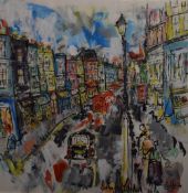 Lucinda Burman (British contemporary) a large eye-catching acrylic ink on watercolour paper 'Notting