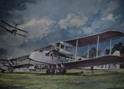 A collection of unframed prints, comprising after Terrance Cuneo 'The Bentley and the Blue Train'