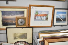 A group of five small framed prints, one depicting 'Kilberry Inn on a Winter's Day' etc.