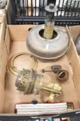 A part vintage brass oil lamp etc.