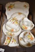 A Tuscan bone china part dinner/tea service, having autumnal floral design to white porcelain with