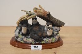 A Border Fine Arts Secret Places series figure group 'River Hideaway (Otter Family)' model number