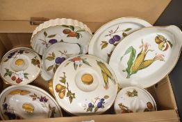 A selection of assorted Royal Worcester Evesham tableware including large casserole dish and