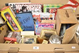 A small selection of vintage boxed diecast cars and vans, Manchester United ephemera including