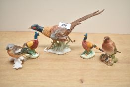 A pair of Beswick Pottery Pheasants (First Version) model number 767A designed by Mr Watkin in