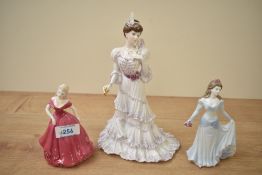 A group of three Colaport bone china figurines comprising Debutante 'Amy', Valentine Debutante '